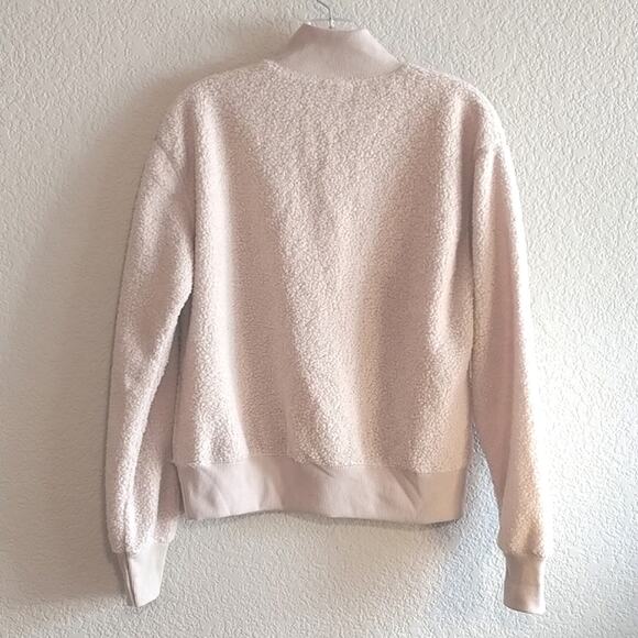 Topshop NWOT Cream Tan Teddy Fuzzy Fleece Cropped 3/4 Zip Pullover Size 2 - Picture 5 of 11